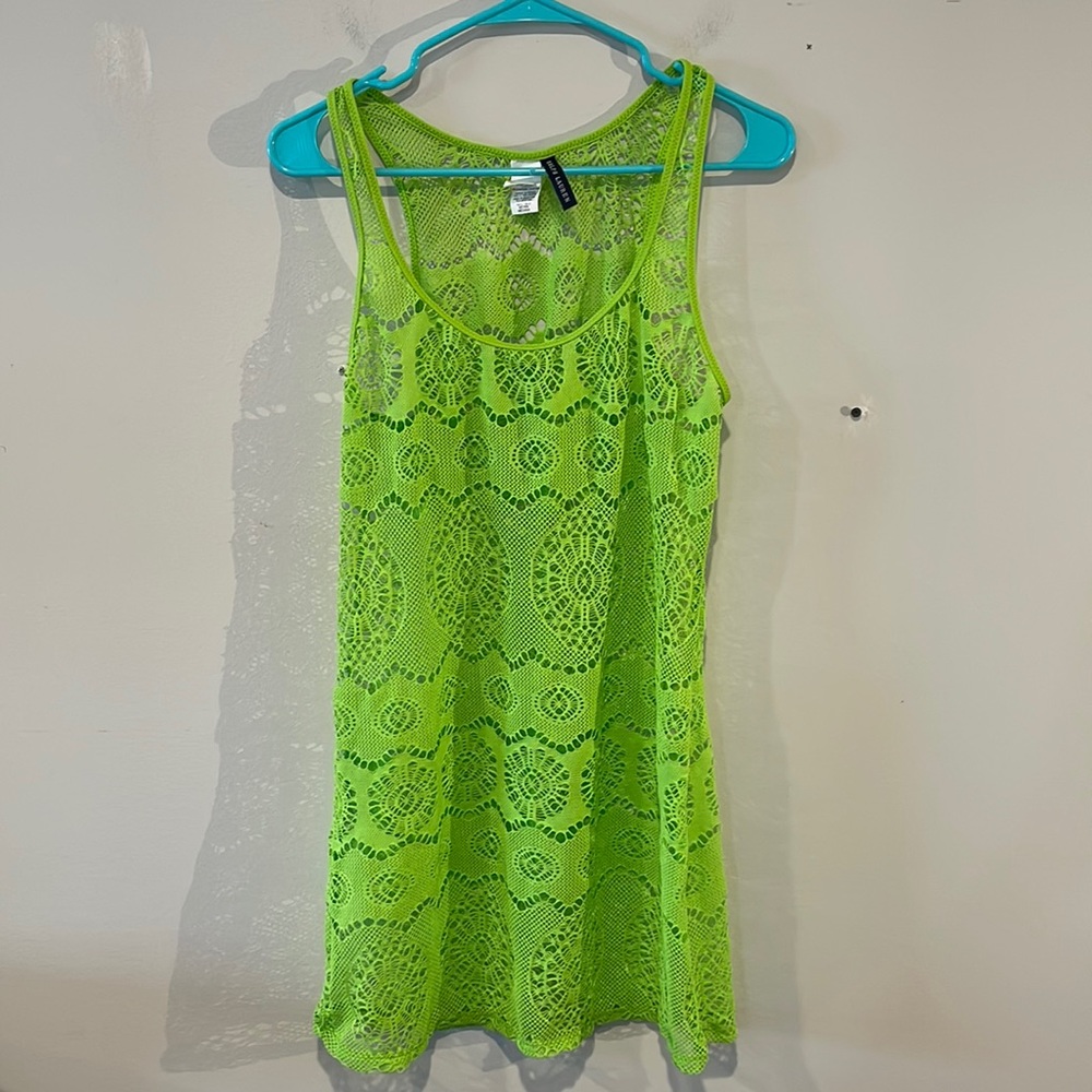 Ralph Lauren Neon Green Eyelet Swim Coverup in Sz M